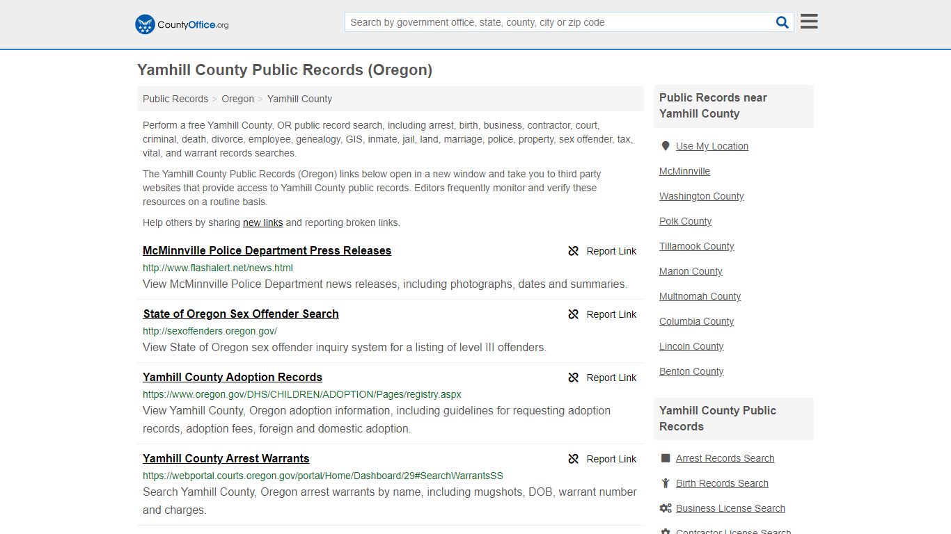 Public Records - Yamhill County, OR (Business, Criminal ...